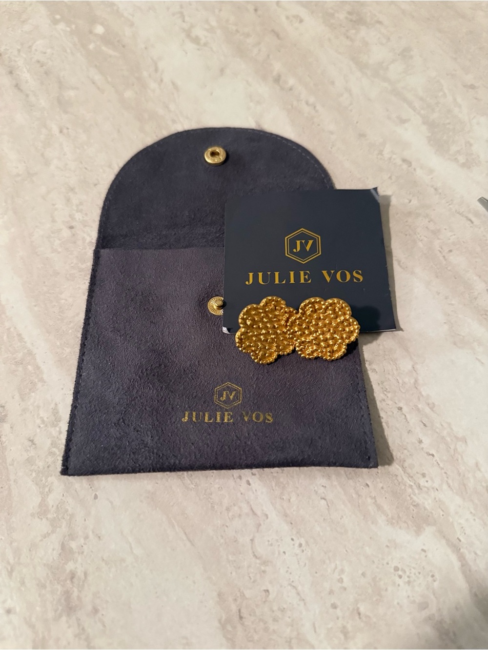 Julie Vos Colette Stud Earrings in Gold Tone